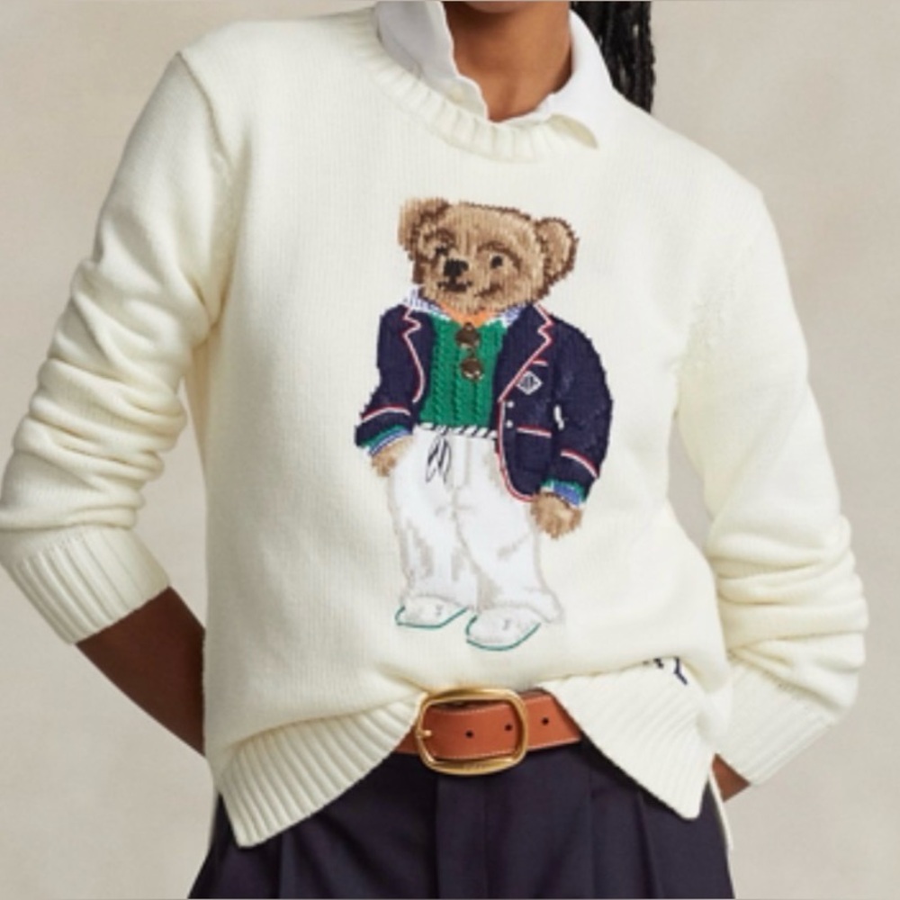 Polo Bear Cotton Crewneck Sweater